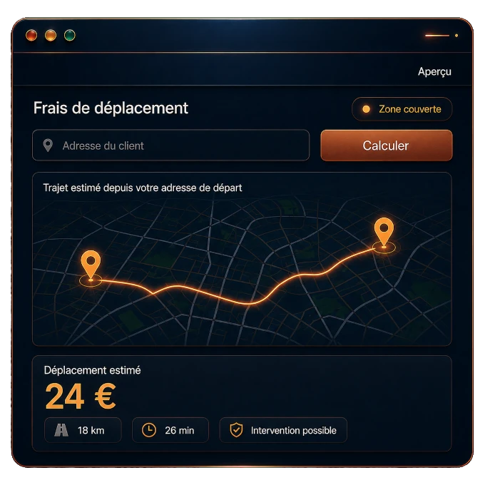 Aperçu de l’outil Frais de déplacement